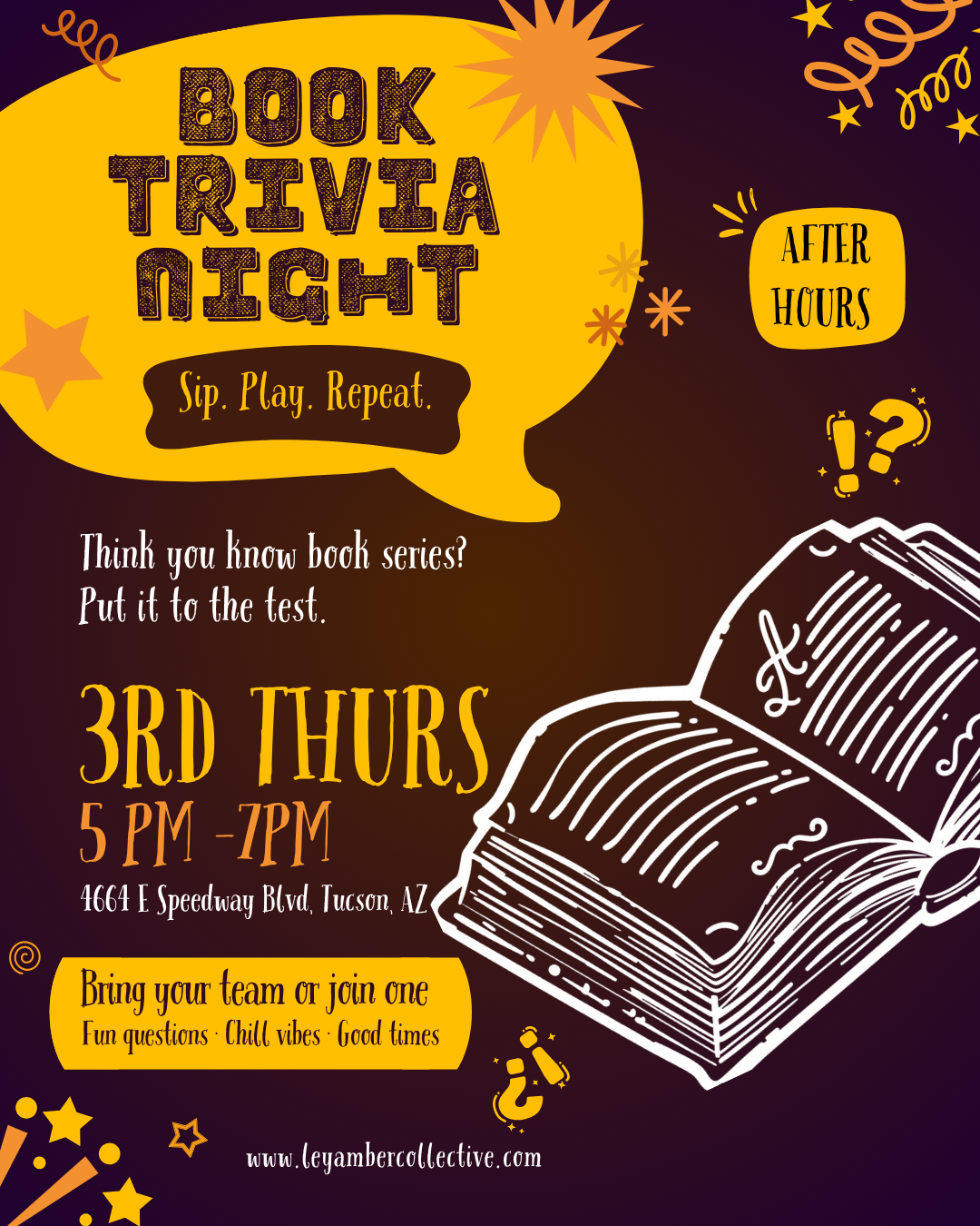 Book Trivia Night in Tucson, AZ | After Hours at Ley Amber Collective