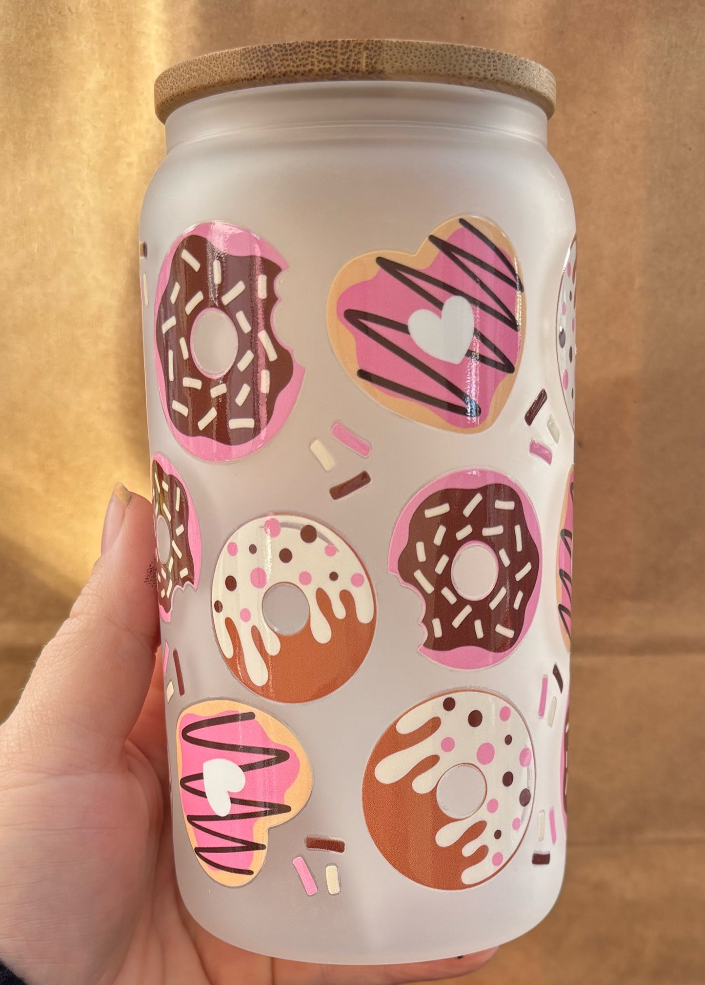 Donut 16oz Glass Cup