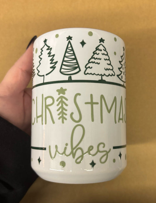 Christmas Vibes 15oz Glass Mug