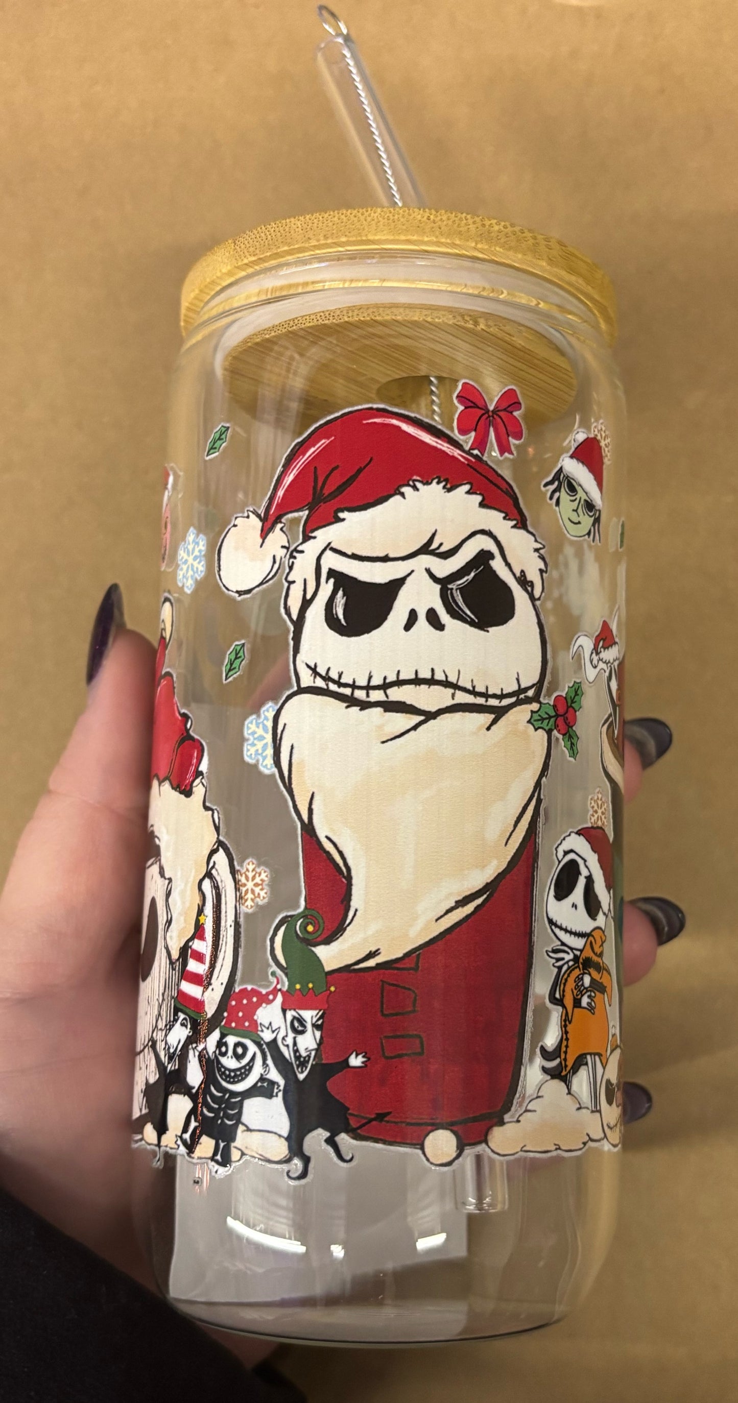 Nightmare Christmas 16oz Glass Cup